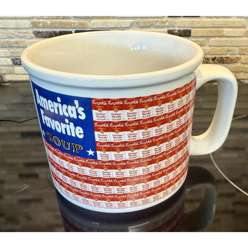Vintage Campbell's American Flag Soup Mug 1983 Cup Chicken Noodle Soup USA